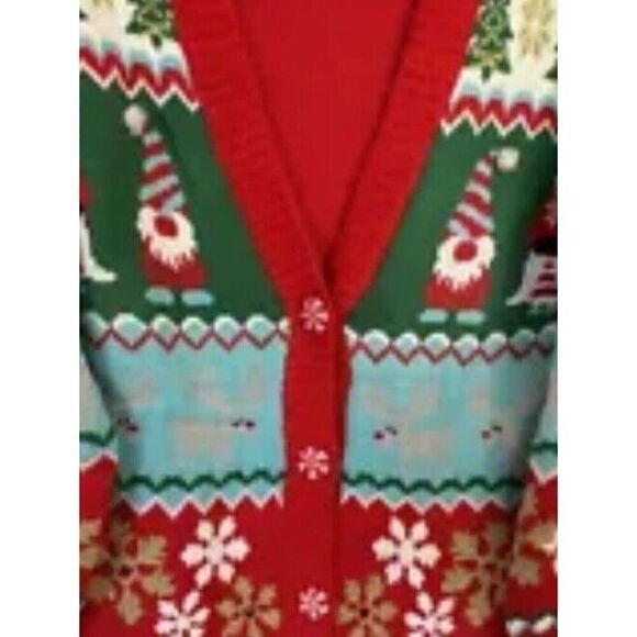 Holiday Time Women's Large, XL Gnome Ugly Christmas Cardigan Sweater NWT - Picture 1 of 13